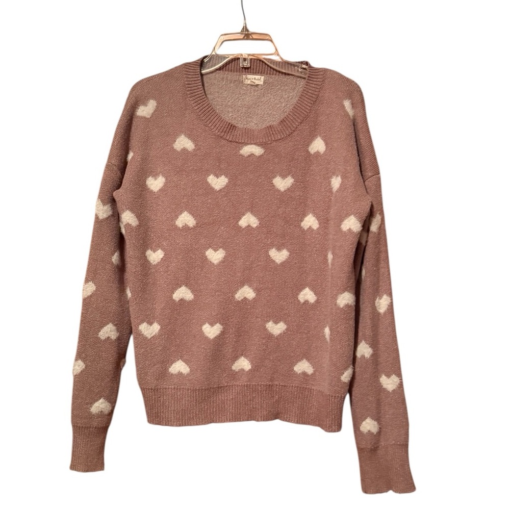 Hem & Thread Brown Heart Pattern Sweater
